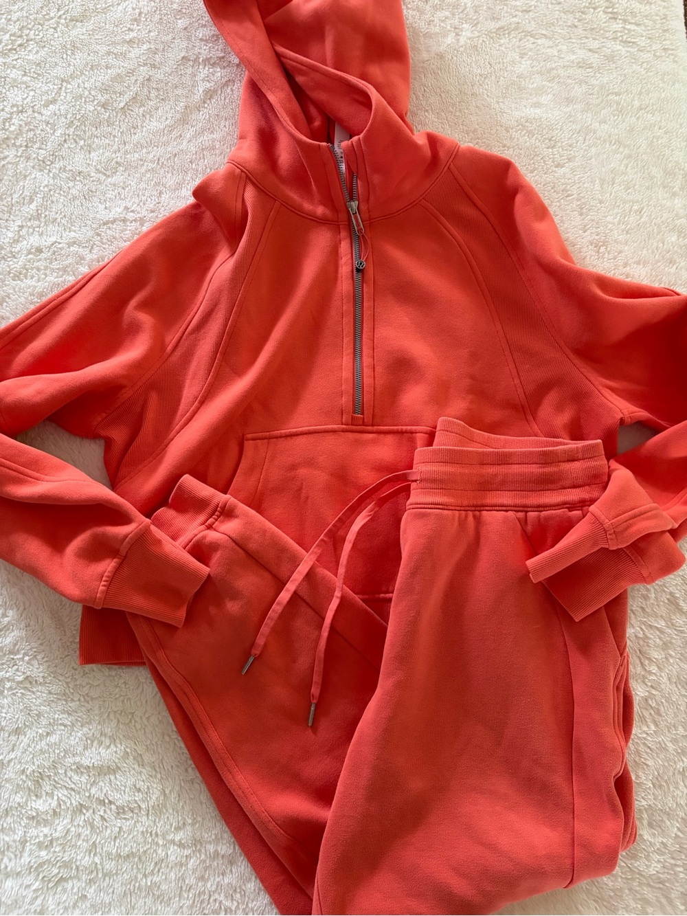 Lululemon warm coral scuba hoodie/jogger set